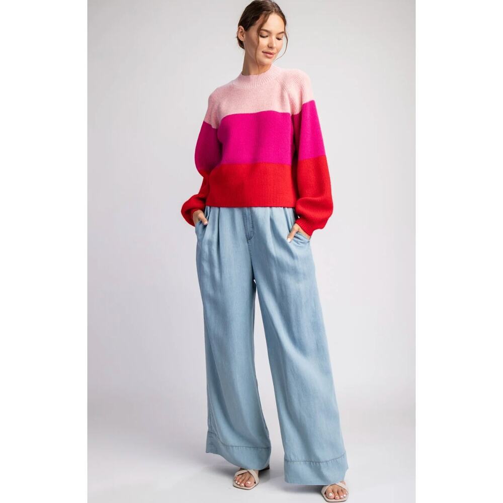 AQUA Colorblock Wool Blend Sweater XL NWT*